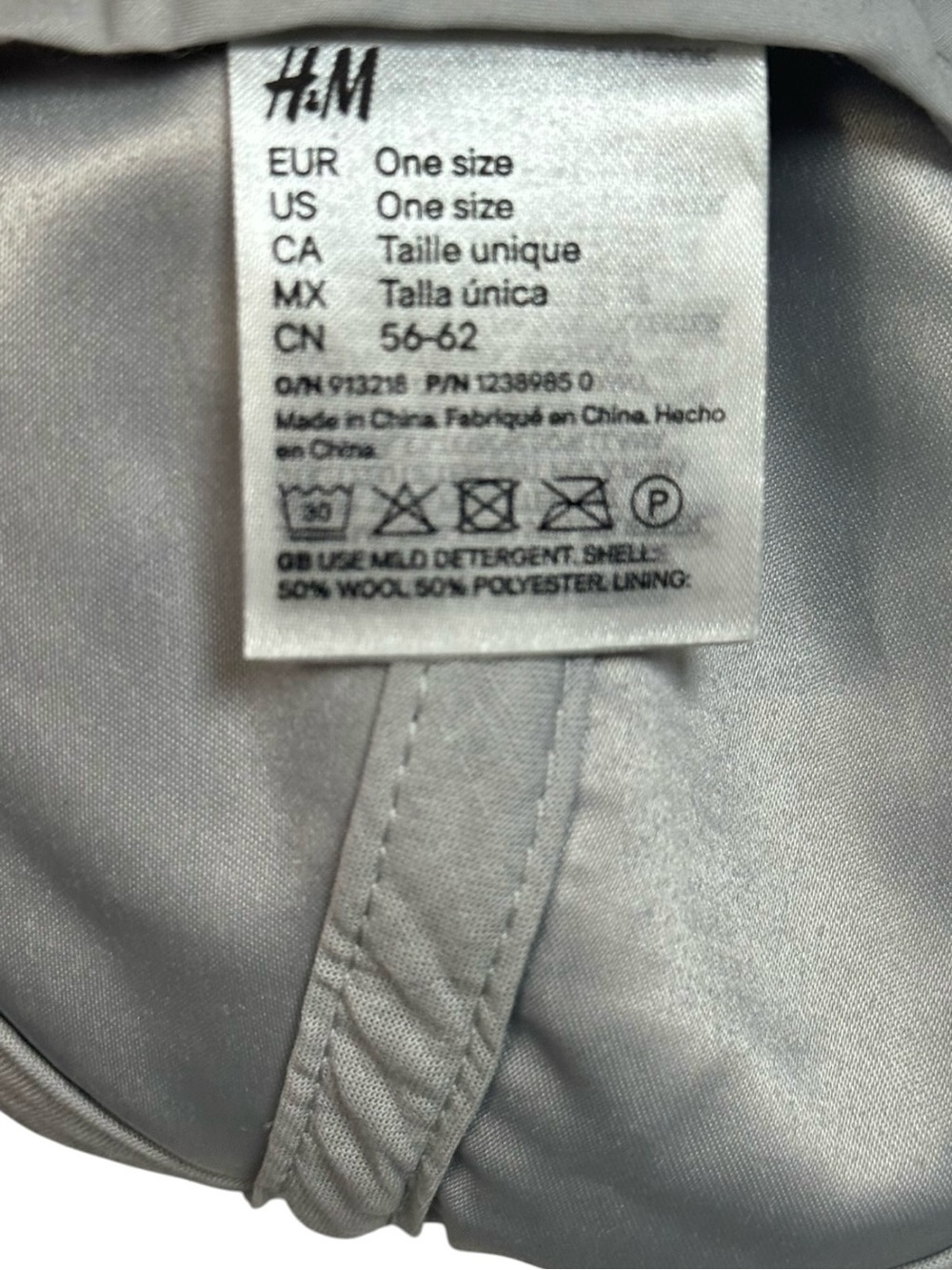 NWT H&M Recycled Wool Blend Baseball Cap Hat Grey One Size Adjustable - Picture 8 of 8